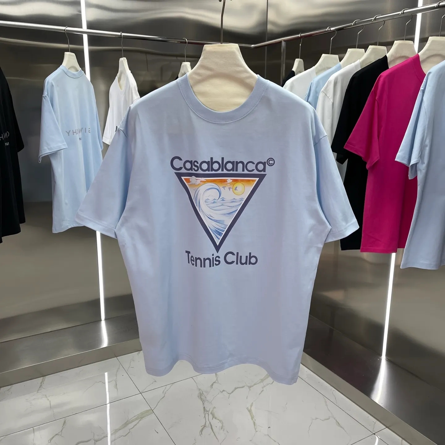 25ss New Arrival Casablanca Classic Series T ～ ， ， 。 ， Classic ， In Stock ！ ：White Black Light Blue Green Red Dark Blue Size：S M L XL XXL